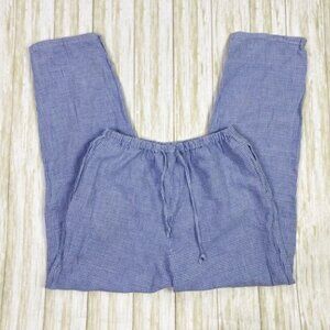 Vintage Solutions Casual Wear Blue White Gingham Linen Cotton Blend Pants